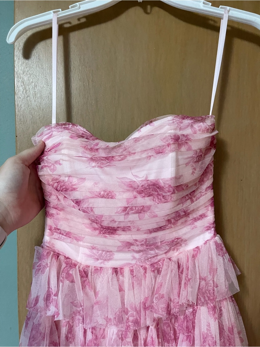 Windsor Blush Pink Strap Spaghetti Ruffle Dress - Picture 2 of 5